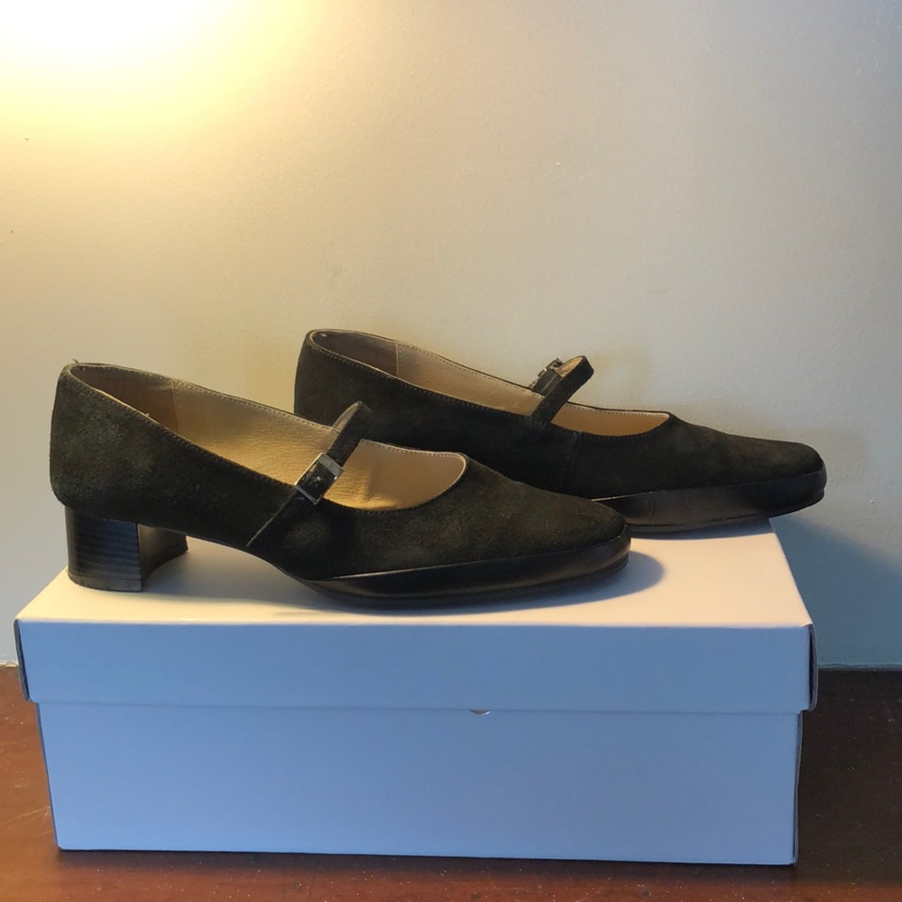 Suede and leather Mary Janes